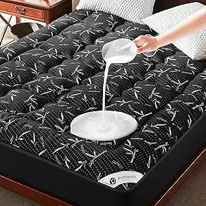 100% Waterproof Twin XL Size Mattress Topper, Thick Pillow Top Mattress Pad,Up to 22 Inch Deep Pocket, Soft Breathable Mattress Pad for Back Pain,Protector Cover (Black)