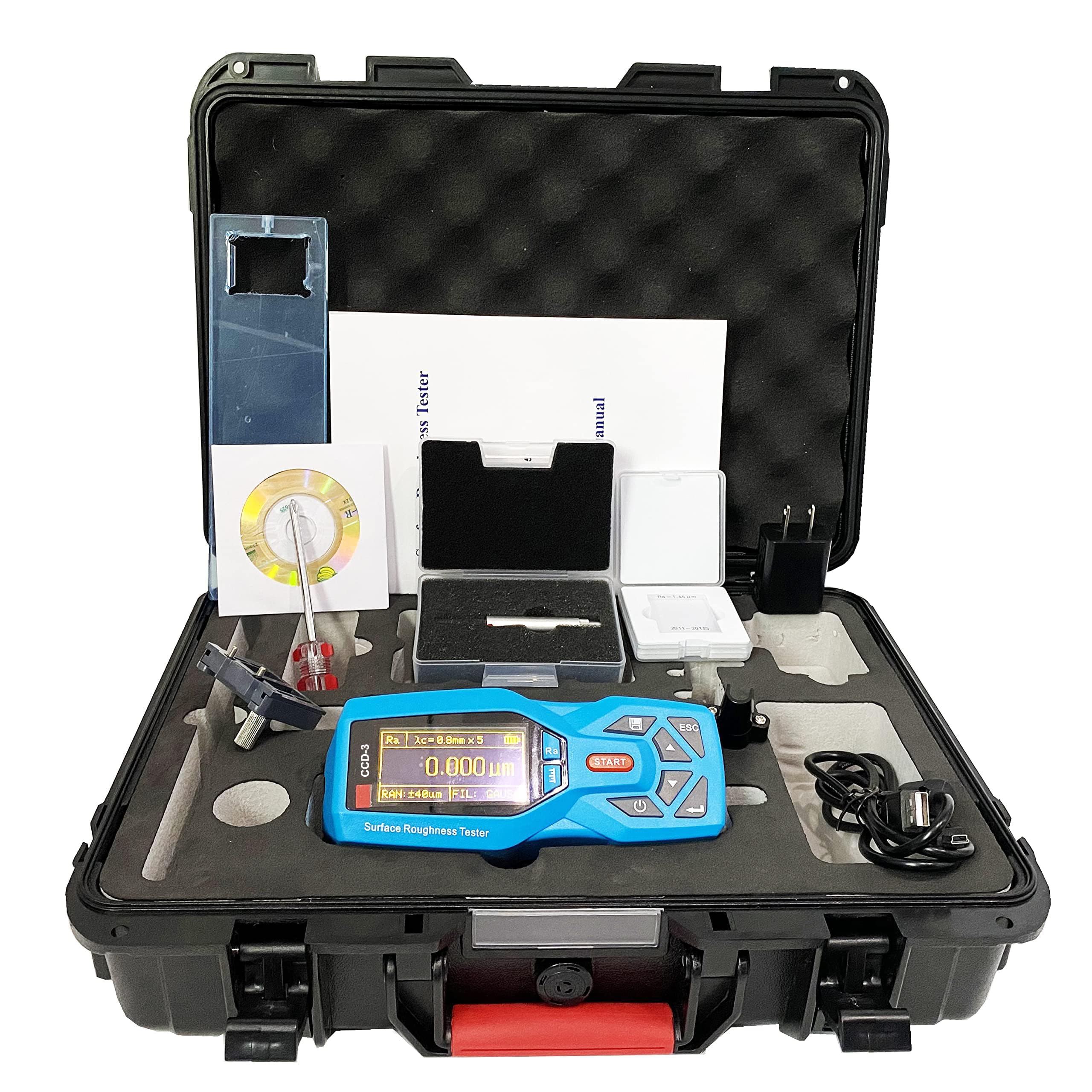 CCD-3 Surface Roughness Tester Meter Gauge with Ra 0.005-16.000um Rz 0.02-160.00um Range 20 Parameters Measure USB PC Software