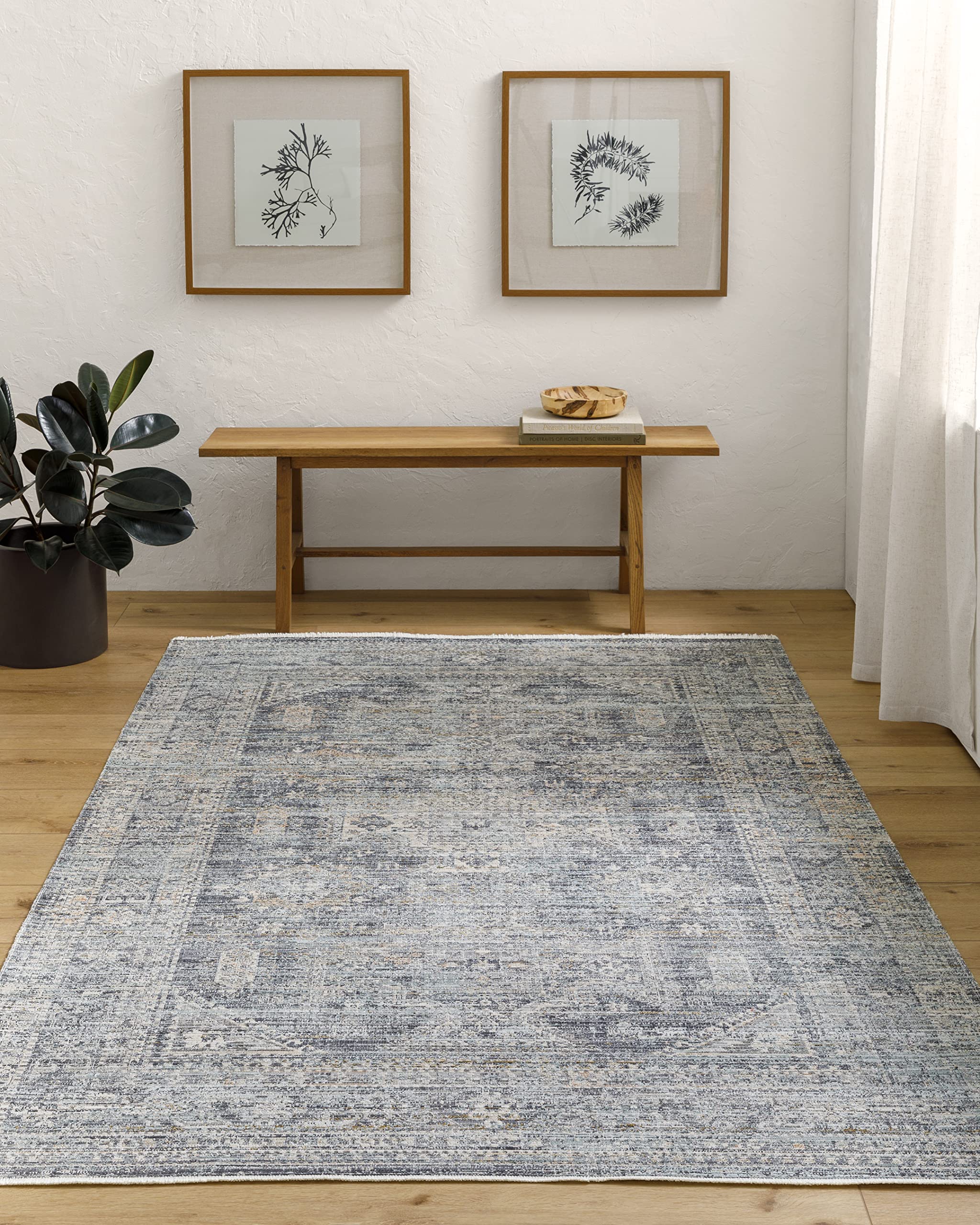 Becki Owens x Surya Margaret Area Rug, 2'7" x 7'3", Navy/Taupe