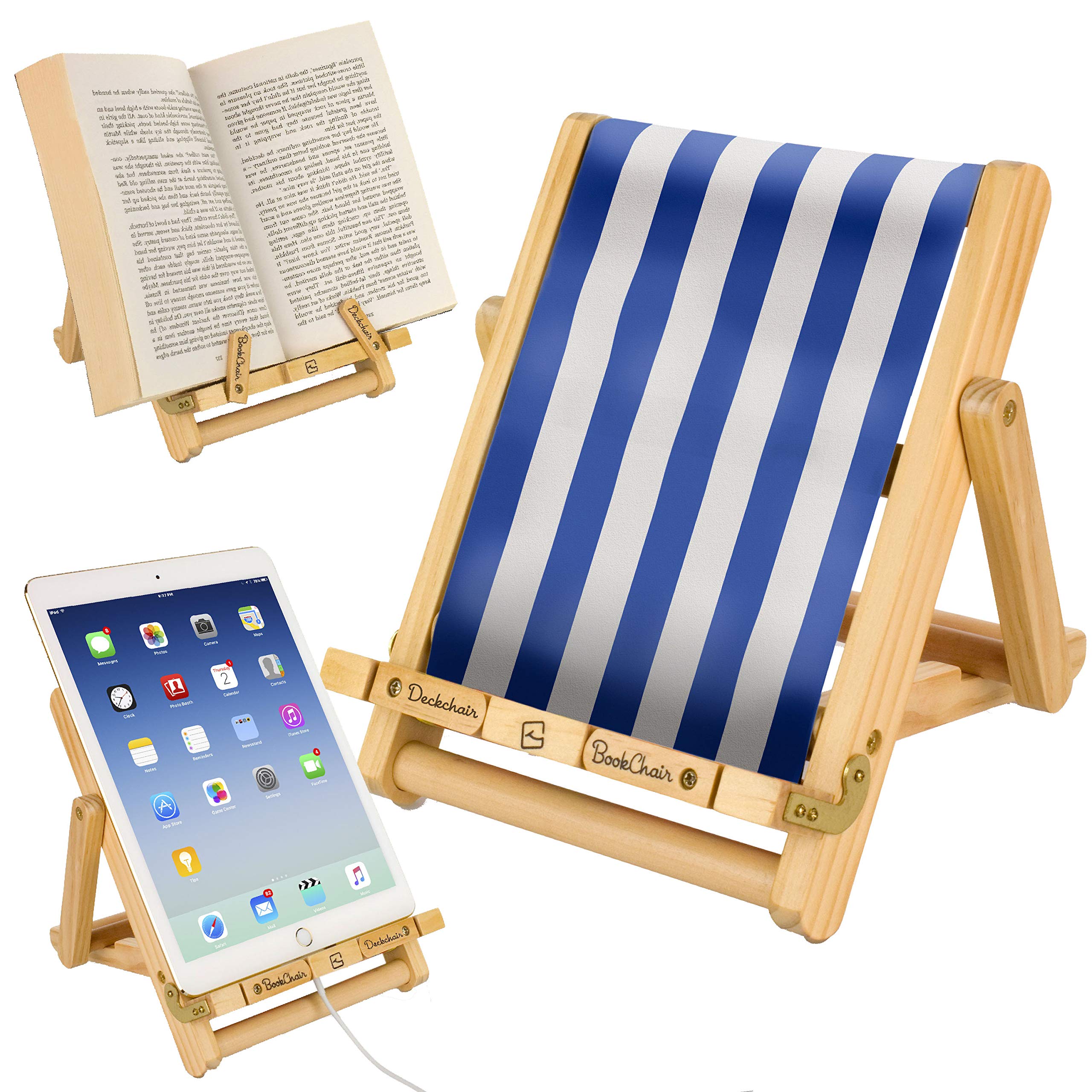 Deckchair Bookchair Stripy blue: Ideal für Schule & Studium, für Jung & Alt