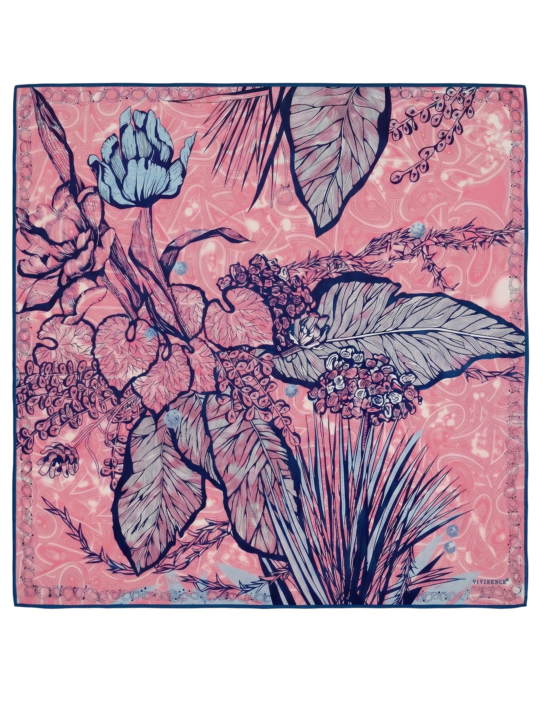 Vivisence Damski jedwabny szalik kwadratowy 90 x 90 cm bandana ręcznie zwijane krawędzie uniwersalna stylizacja