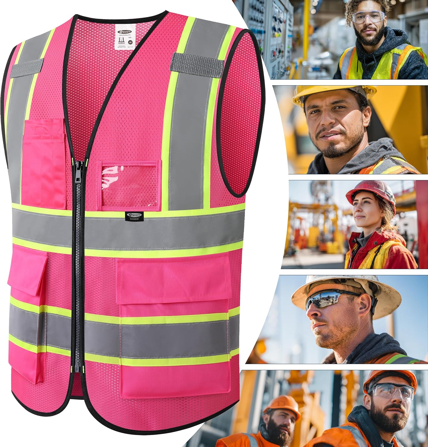 JKSafety Safety Vest for men women Hi Vis Vest with Pockets and Zipper Class 2 High Visibility Meet ANSI Standard(BX320 - Image 6
