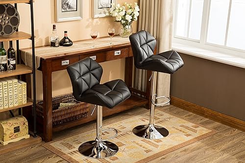 Miniatura 25 de Roundhill Furniture PC190BK Glasgow taburetes de bar con altura ajustable, Metal, gris Gris,Negro