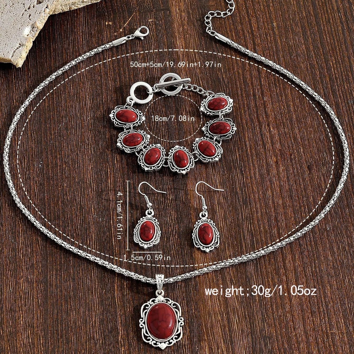 DATOA Bohemian Jewelry Set Fashion Costume Jewels Boho Turquoise Necklace Bracelet Earrings Western Turquoise Jewelry Set for Women - Image 3