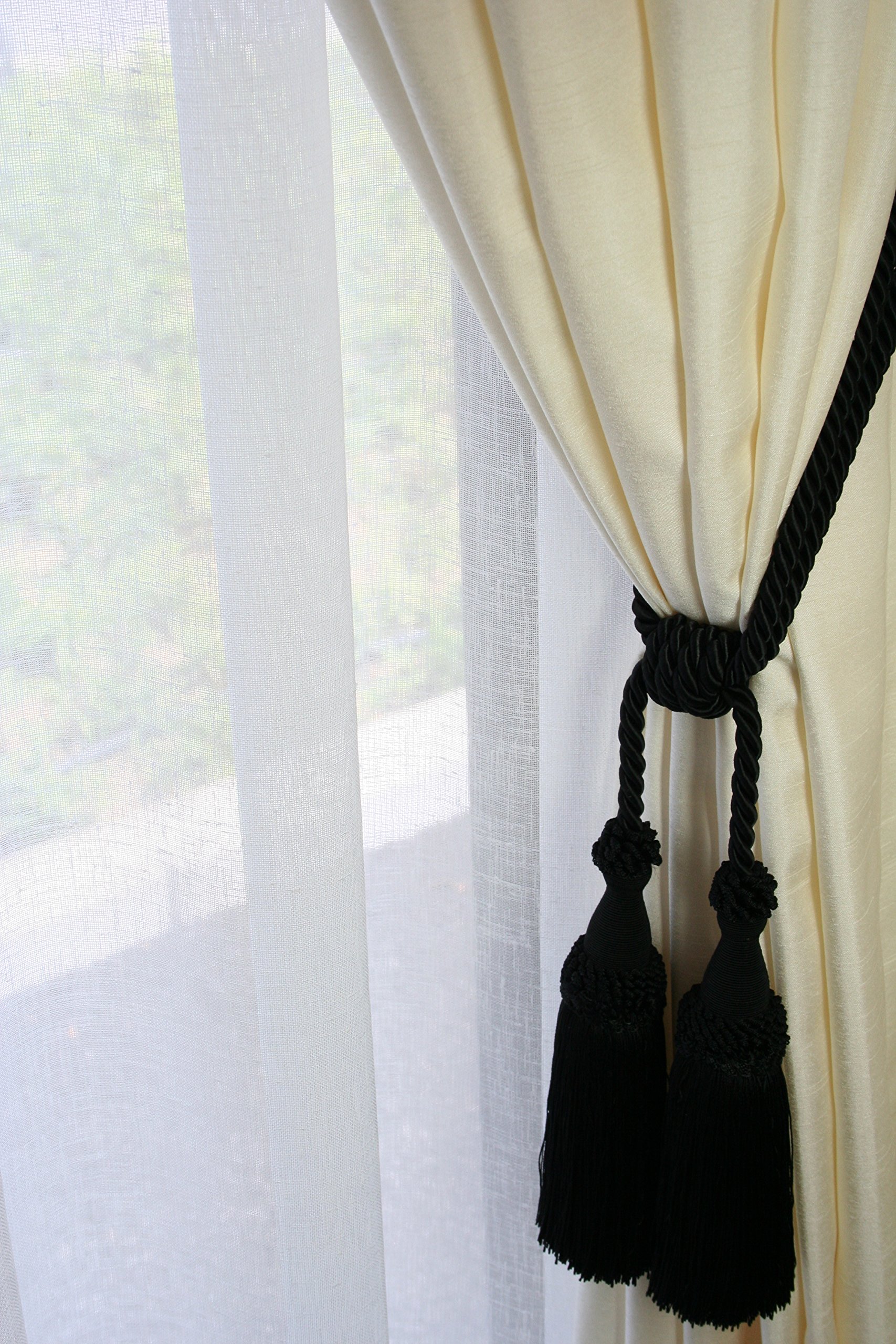 Amazon｜ゴージャス フリンジ 2房タッセル カーテン留め ブラック JT-1
