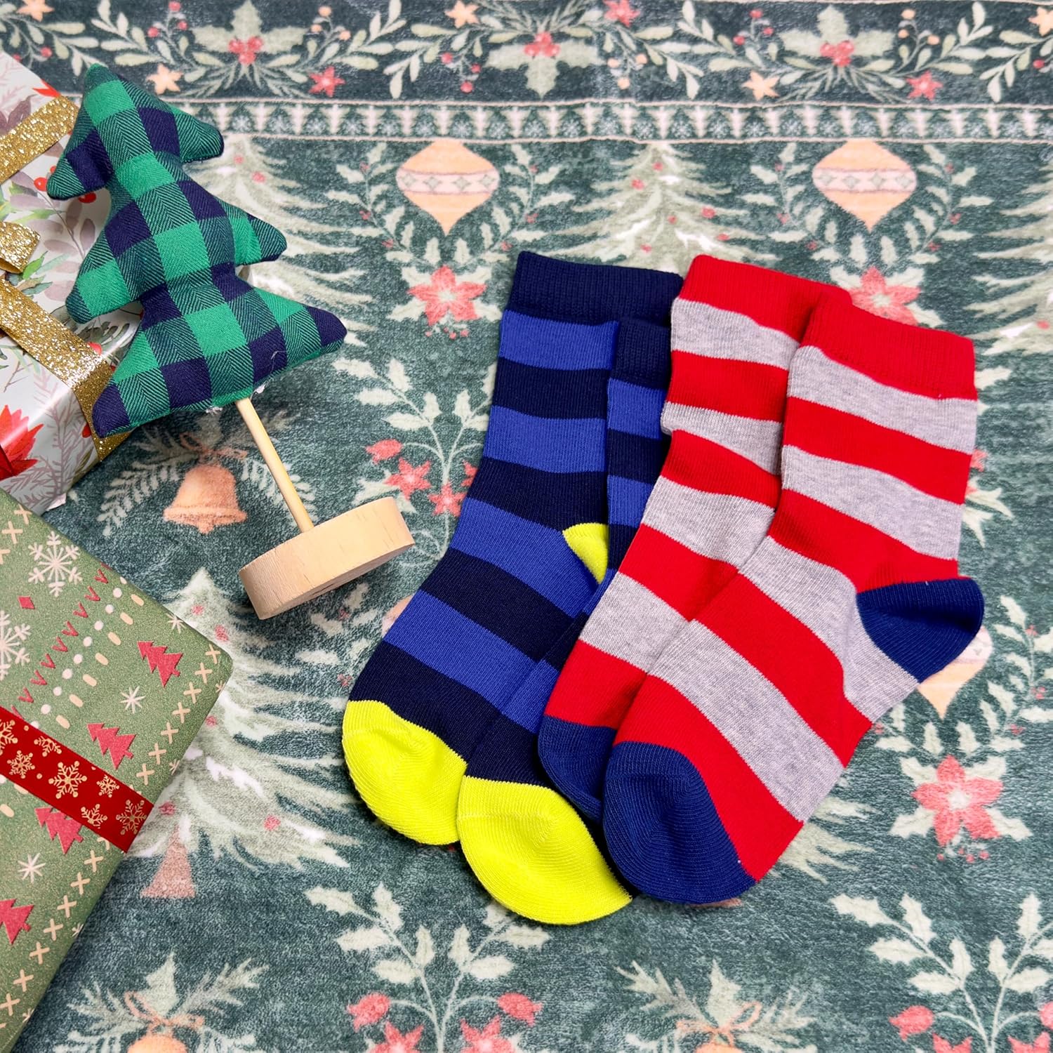 COTTON DAY Kids Boys Crew Dress Socks Bright Colorful Stripes Design - Image 7