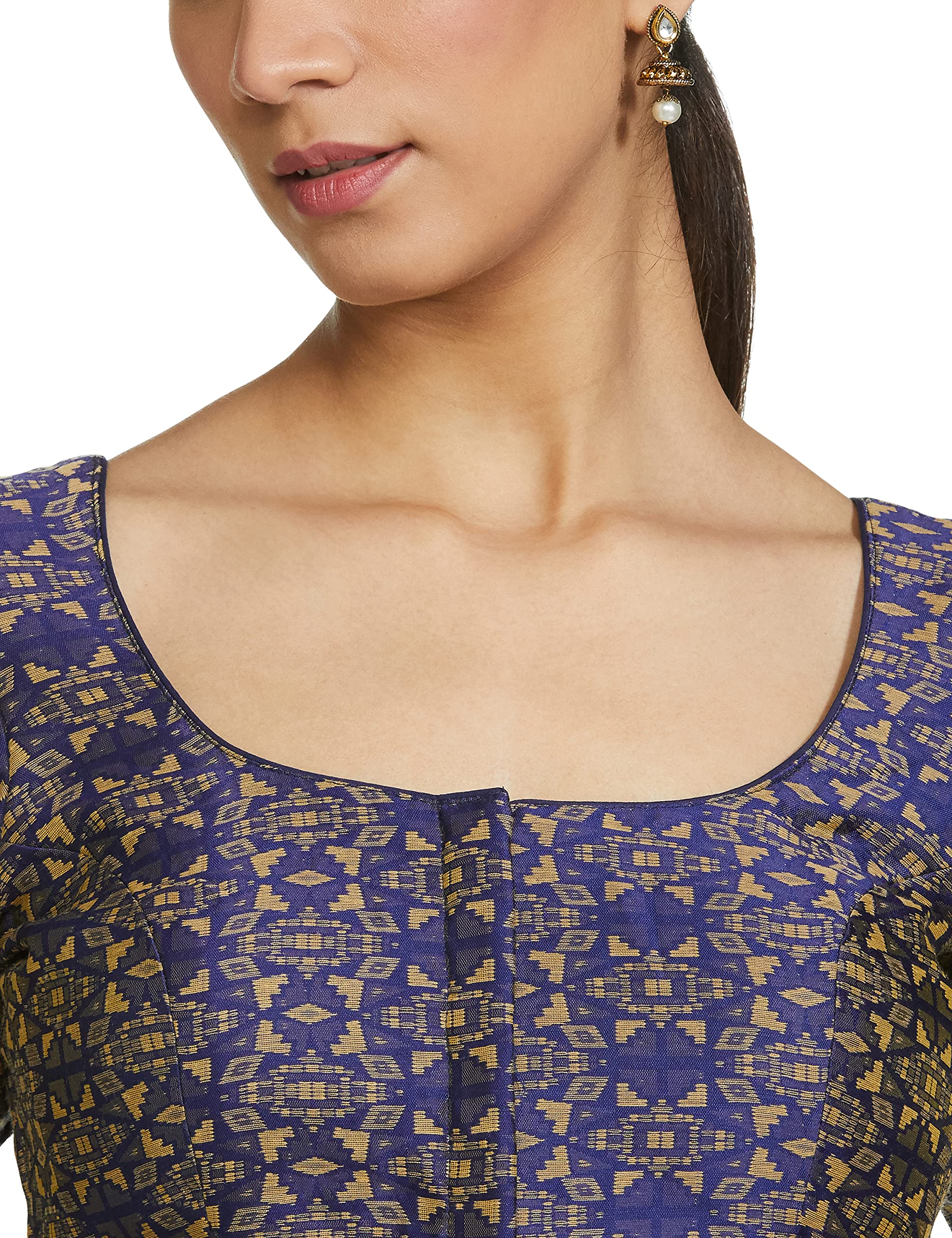 Soch Women's Cotton Art Silk Front Button Half Sleeve Blouse (Sobla190498_Navy Blue_34) 1