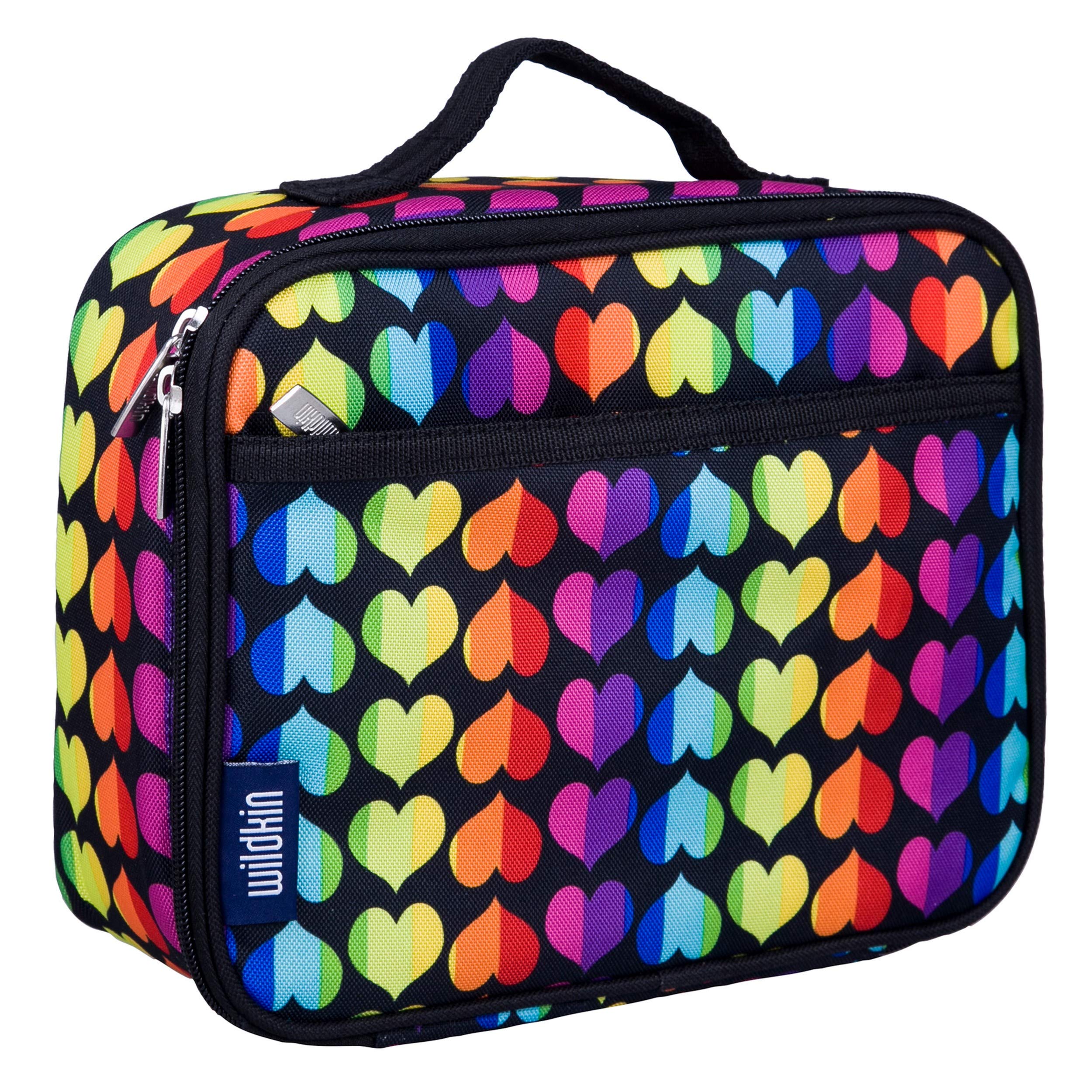 WildkinKids Insulated Lunch Box Bag for Boys & Girls, Reusable Kids Lunch Box is Perfect for Elementary, Ideal Size for Packing Hot or Cold Snacks for School & Travel Bento Bags (Rainbow Hearts)