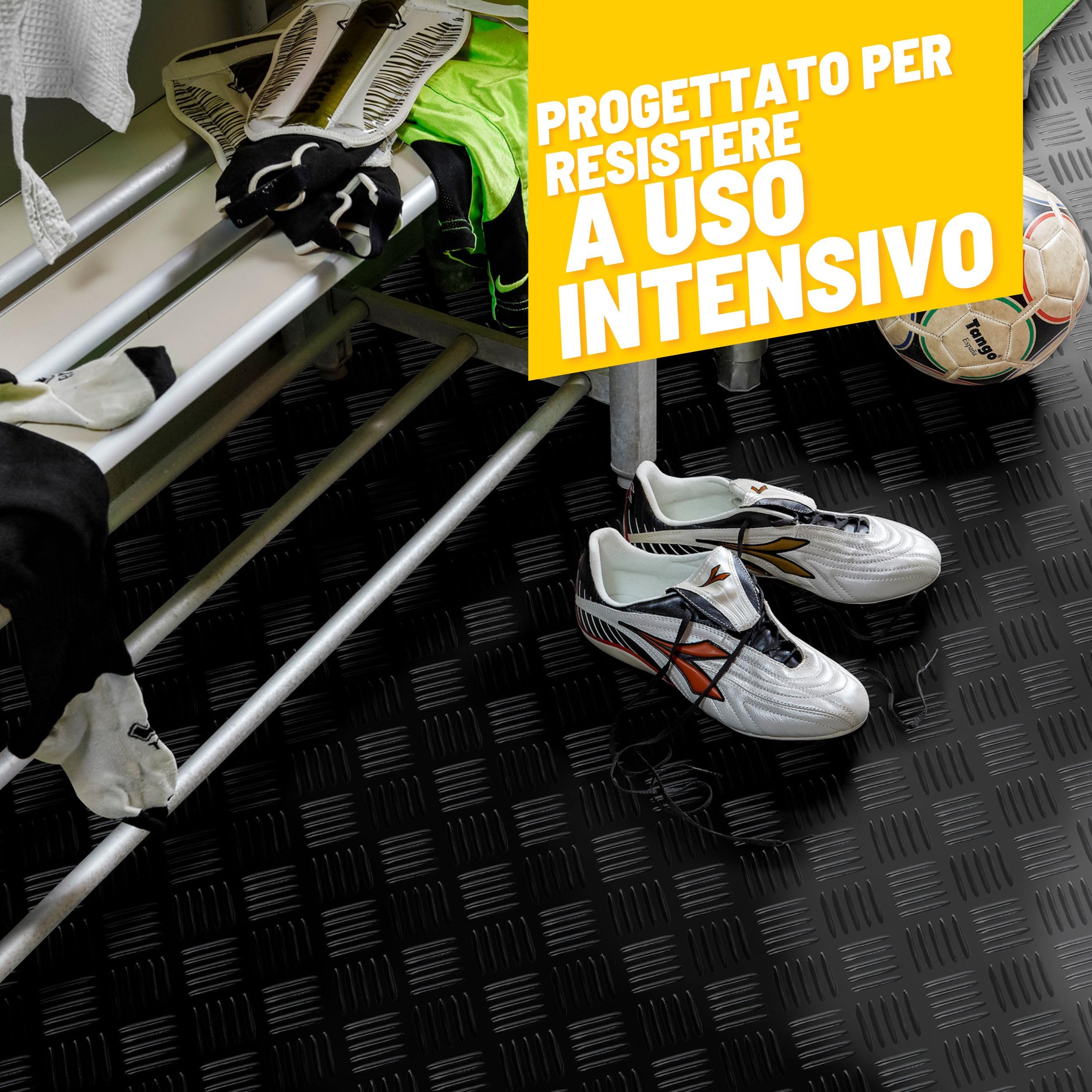 Tappeto Gomma Antiscivolo Mandorlato 1,2 x 3 m - Tappeto per Fiere, Esposizioni, Magazzini e Garage - Tappeto per Pavimento in Gomma Antiscivolo - Tappeti di Gomma a Metro