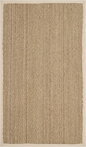 Miniatura 382 de Safavieh Colección de fibra natural NF115P - Alfombra (fibra natural), color gris, Fibras naturales beige, (Natural/Beige),Natural/Negro,Natural