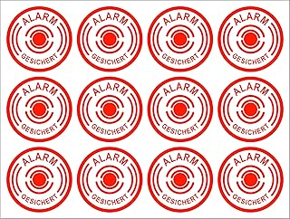12 redondas Alarma Pegatinas Alarma Alarma gesic Hert Protección antirrobos