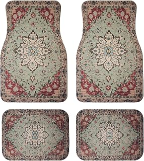 Persian Style Car Floor Mats Universal Sage Green Set