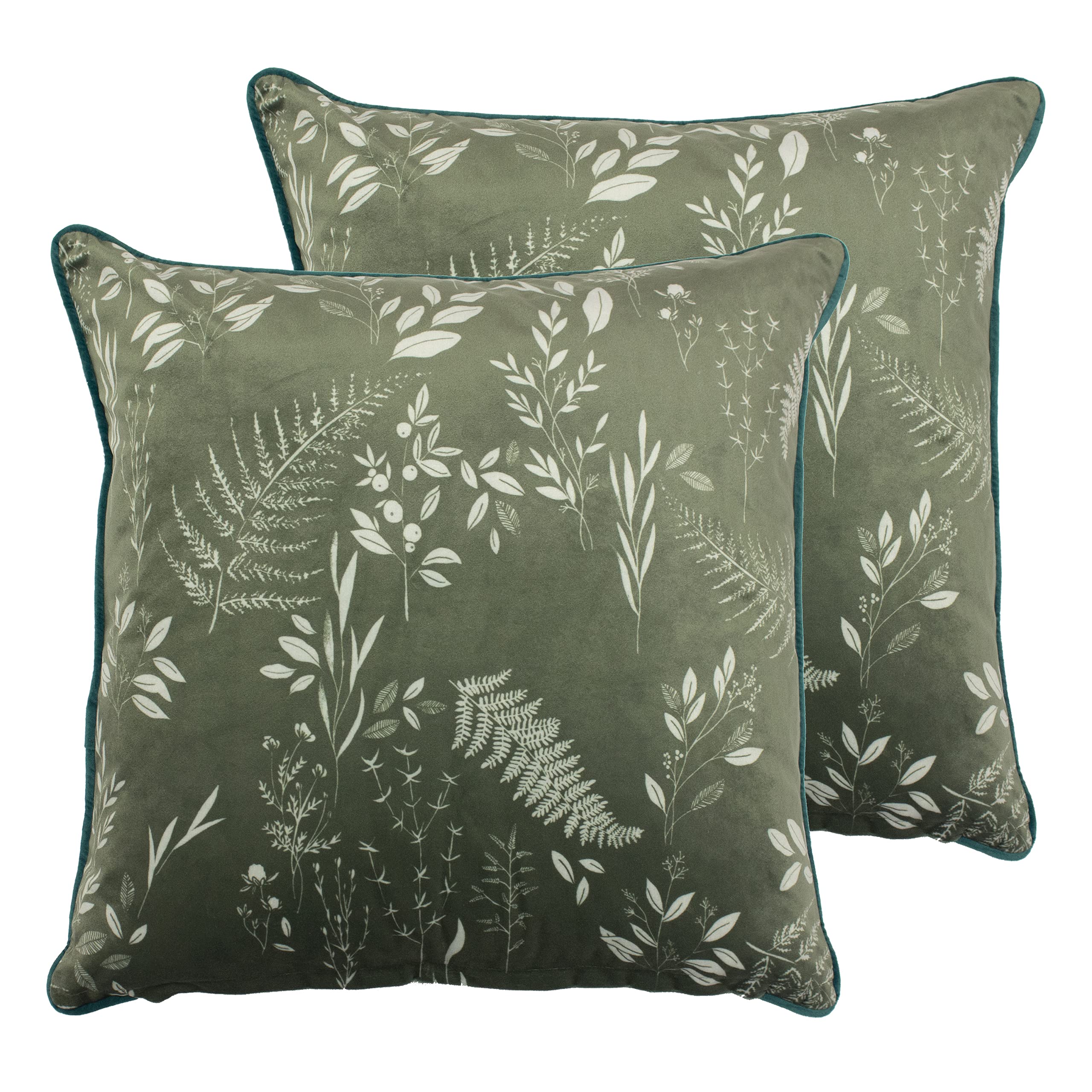 Furn. Fearne Twin Pack Cushions - Sage Green - Polyester Filled - 50x50cm