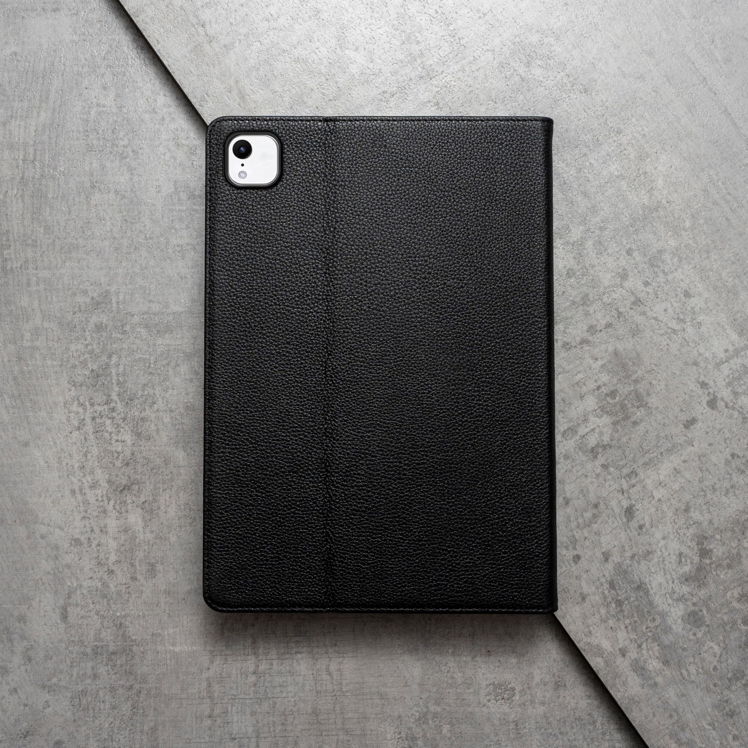 Porter Riley – Lederhülle kompatibel mit iPad Air 13" M4 (2026), M3 (2025) & M2 (2024). Hochwertiges Echtleder Standcase/Cover/Flip (Reines Schwarz)