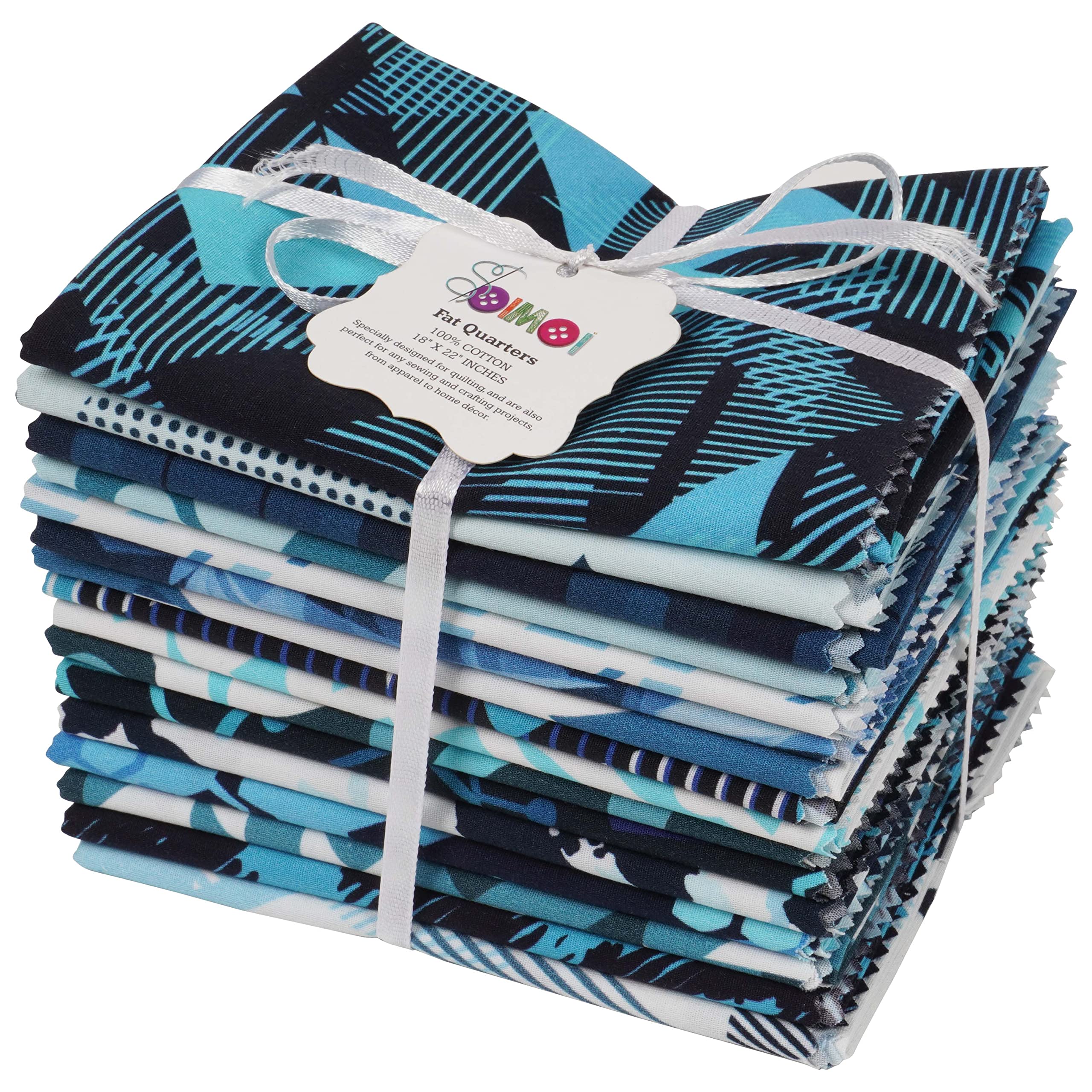 Soimoi 16 Pc Bundle De Puntos De Fate, Abstracto Imprimir 18"X 22" Patchwork De Brije- Tela 100% Algodon Precortado Turquesa