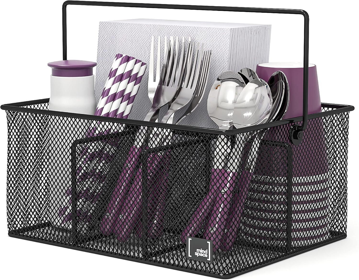 Black Utensil Holder By Mindspace, Kitchen Condiment Organizer and