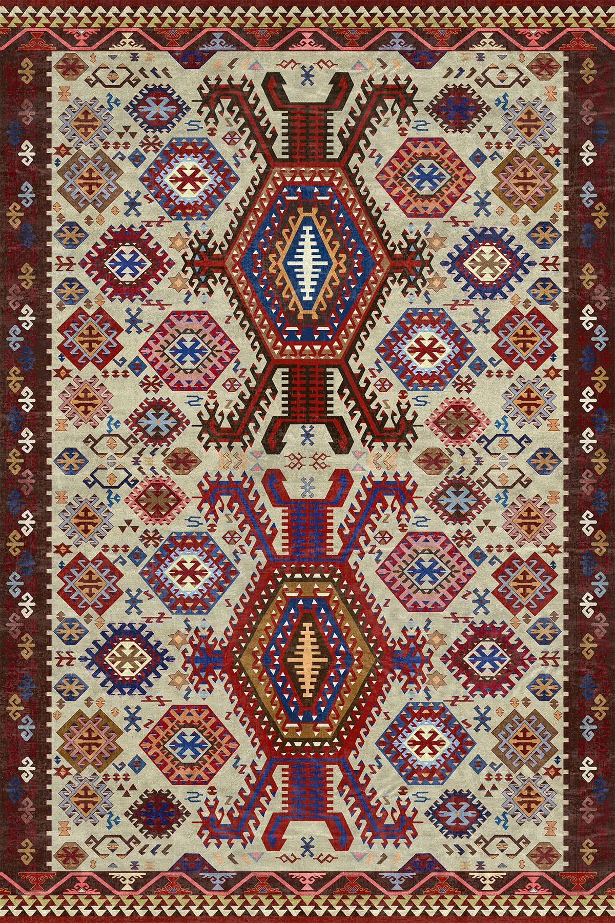 Depoba Emara Vintage Şönil Kaymaz Doğal Pamuk Tabanlı Yıkanabilir Antibakteriyel Çevre Dostu Salon Halısı 140x200