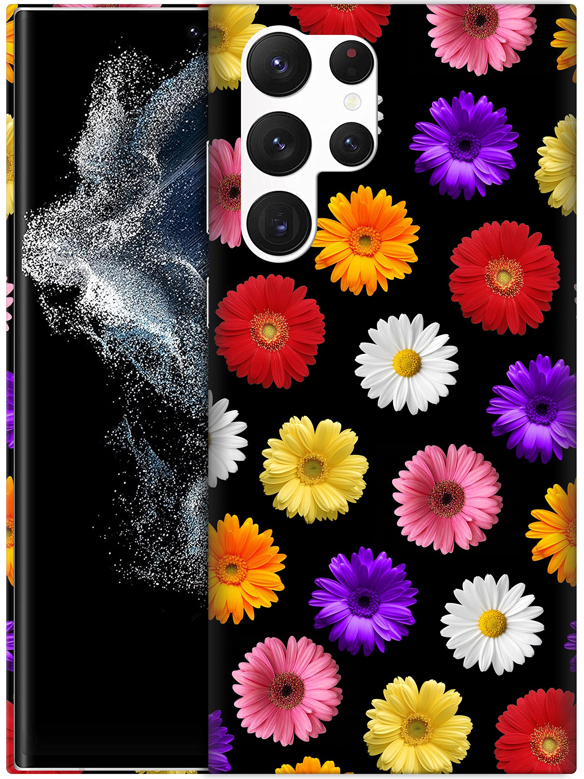 GlistenSamsung Galaxy S22 Ultra Case, Samsng S22 Ultra 5G Case - Daisy Flower Multicolor Pattern Printed Slim Plastic Hard Snap on Protective Back Phone Case/Cover for Samsung S22 Ultra 5G.