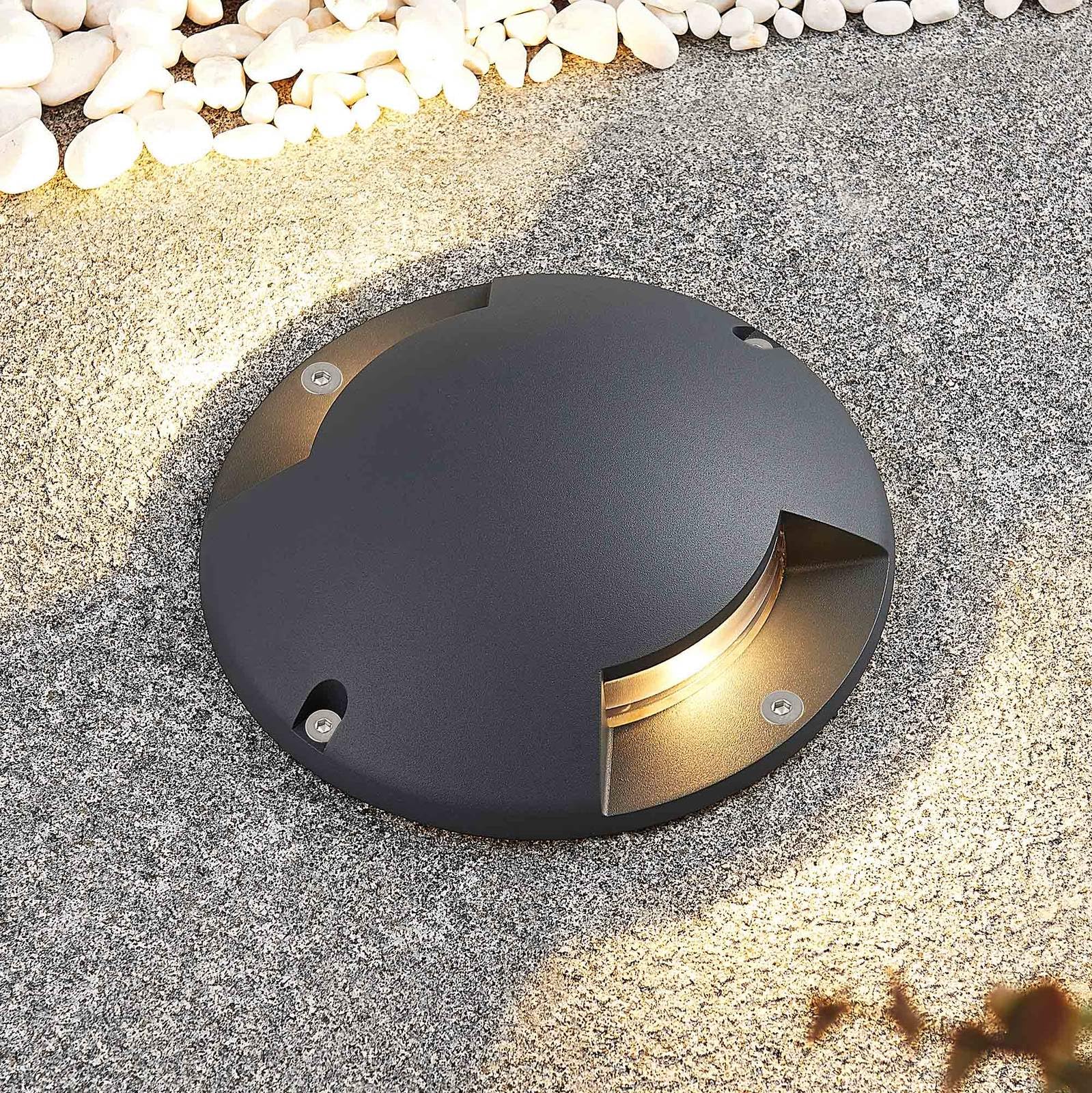 Lindby Bombillas LED luz de suelo exterior en gris oscuro, foco empotrable | proyector de suelo ip67 estanco al polvo y sumergible temporalmente, 2 fuentes de luz, moderno, 3000 k blanco cálido, de