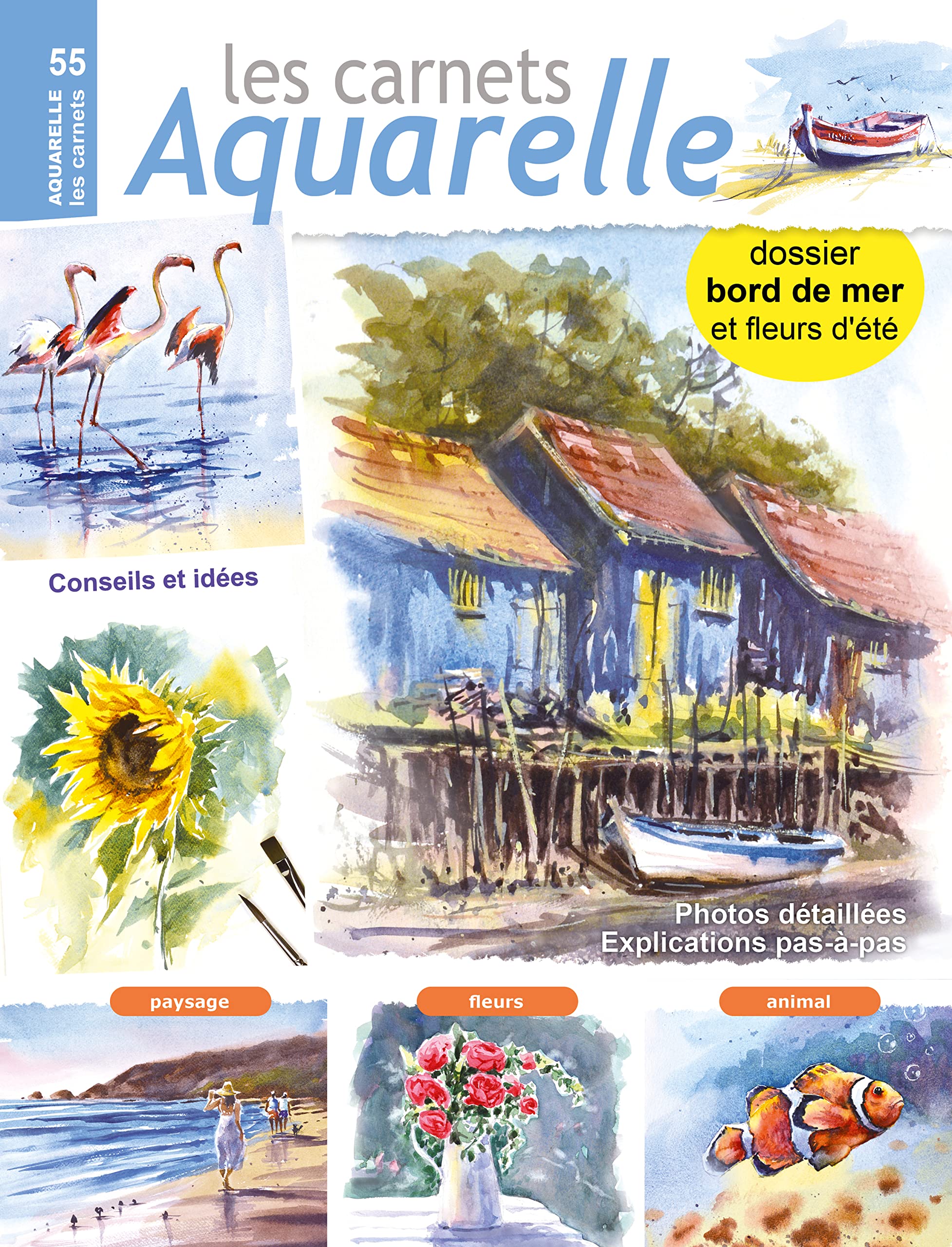 Les carnets aquarelle n°55 dossier bord de mer avec 17 modèles guidés