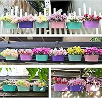 Vista 9 de LaLaGreen - Maceta colgante para exteriores (11.2 pulgadas, paquete de 6) rosa claro, morado claro, turquesa, azul claro, morado oscuro, caja