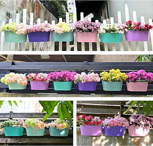 Miniatura 9 de LaLaGreen - Maceta colgante para exteriores (11.2 pulgadas, paquete de 6) rosa claro, morado claro, turquesa, azul claro, morado oscuro, caja de