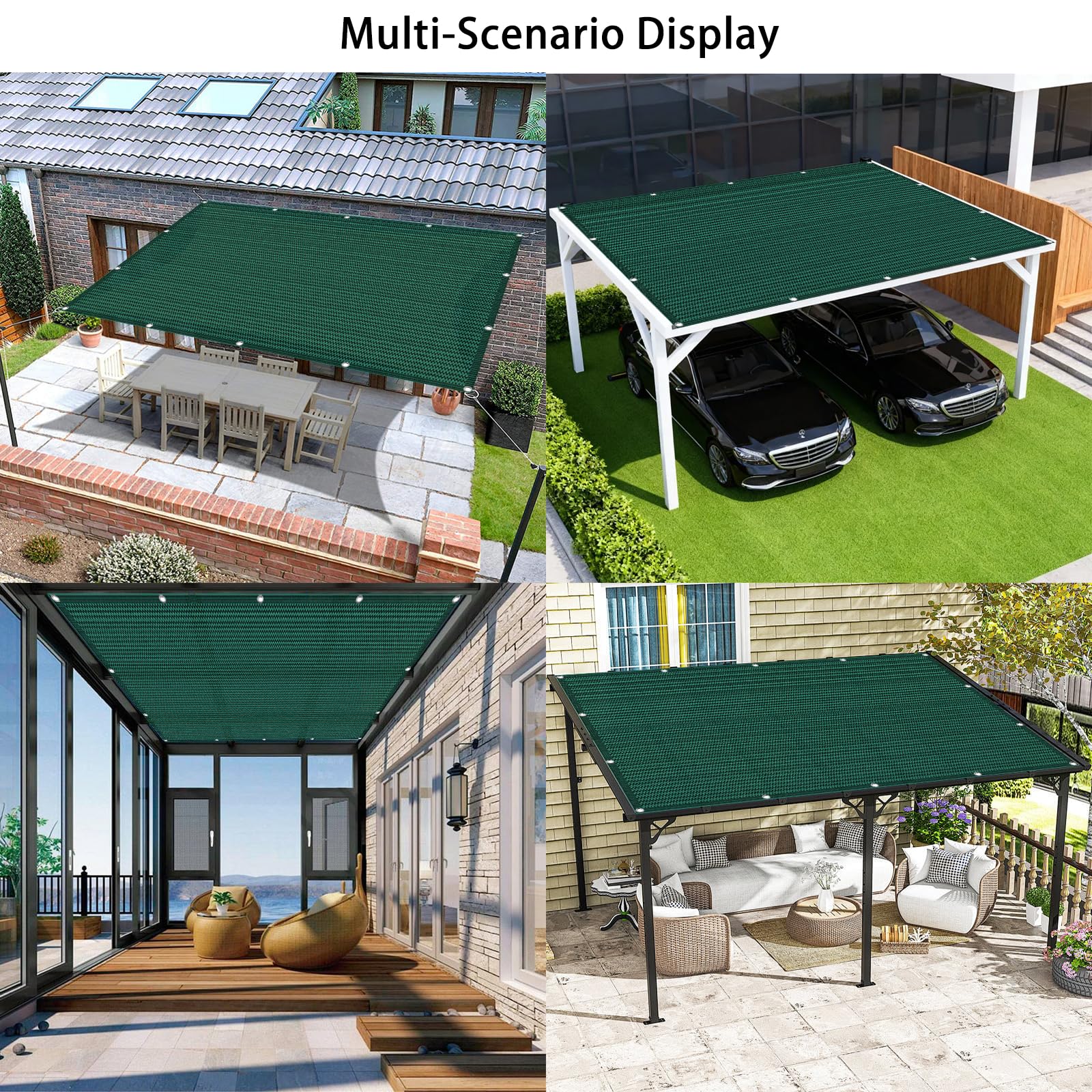 Red de Sombra 100 x 650 cm 220G M² Hdpe, Protección UV, Transpirable, Permeable Al Agua, Resistente, Rectangular Lona Malla Sombreo con Cuerda, Ojales para Jardín, Pergola, Verde