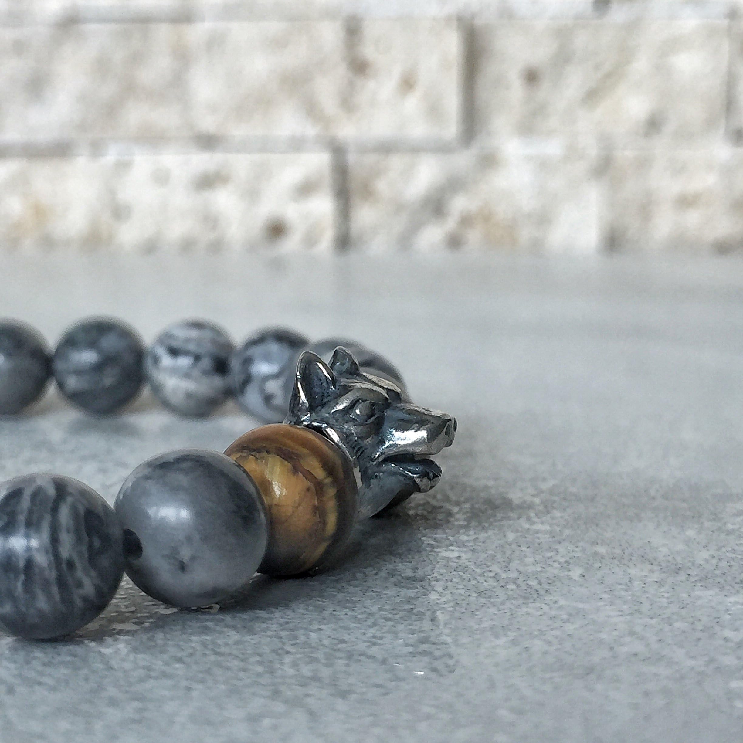 925 STERLING SILVER STARK WOLF STRETCH BRACELET