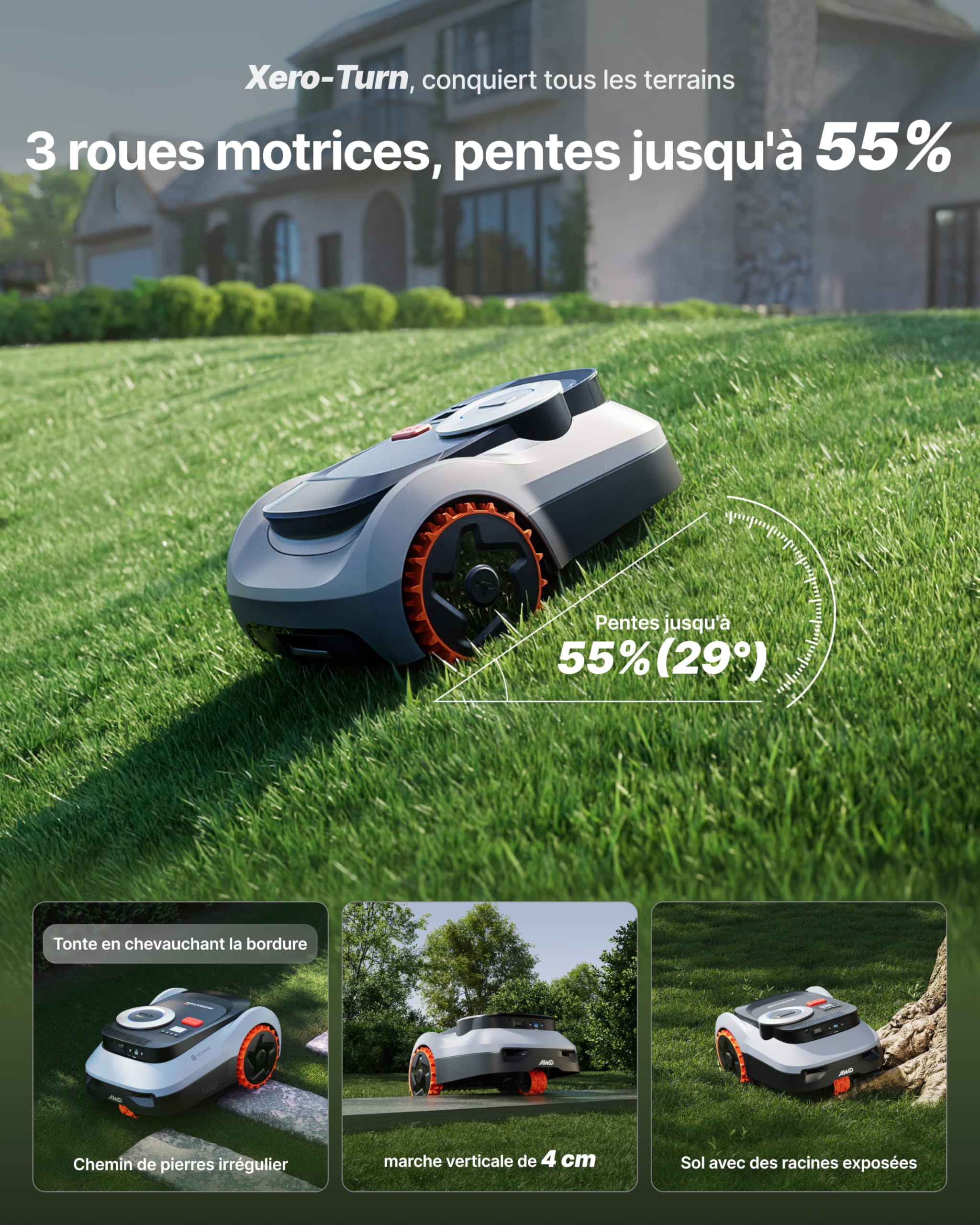 Segway Navimow i210 LiDAR Pro Robot Tondeuse sans Fil périphérique, 1000㎡