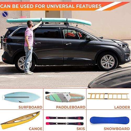 Miniatura 3 de ZONETECH Almohadillas suaves para portaequipajes de techo, resistentes, uso con o sin barra transversal, antideslizantes, uso para kayak, tabla de