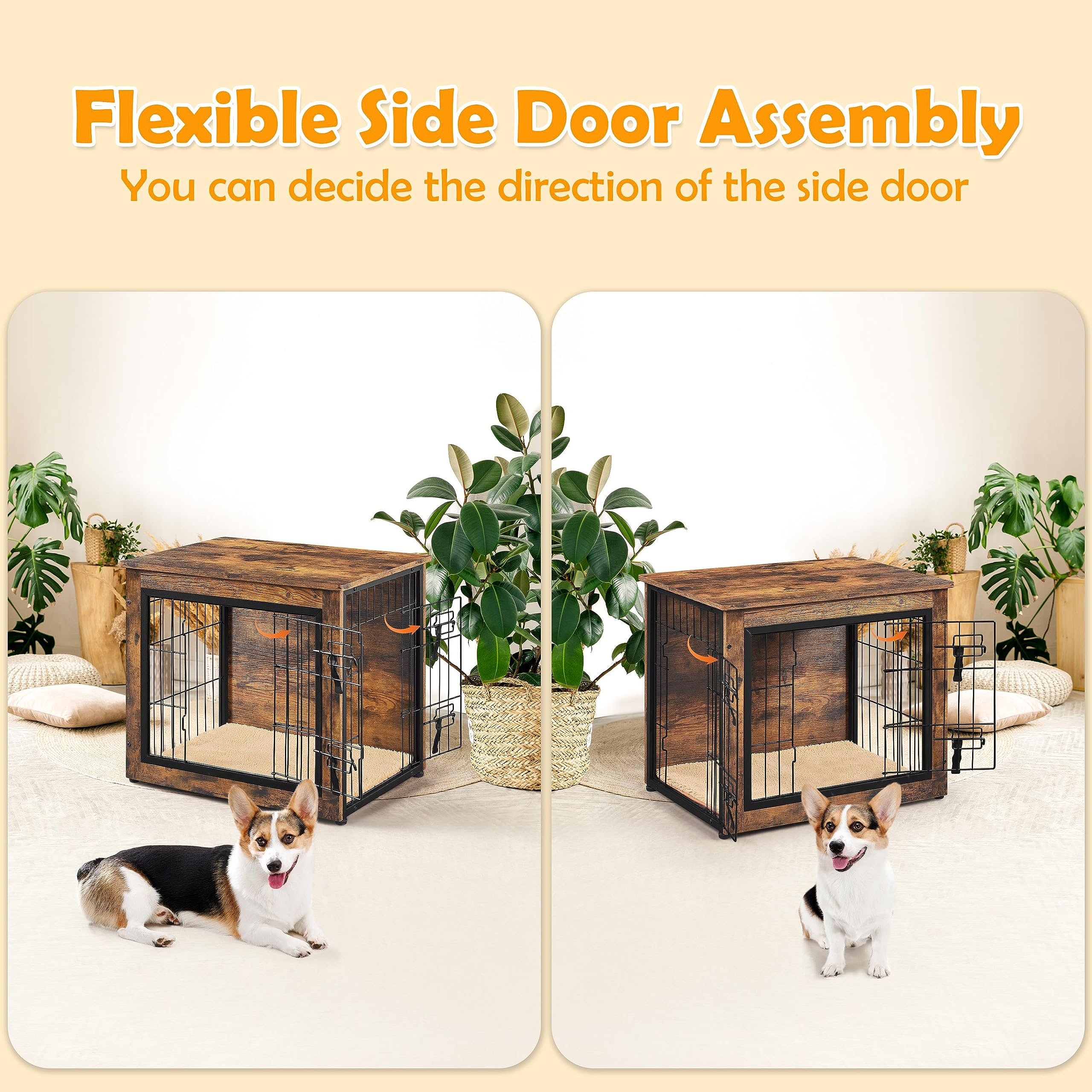 Yaheetech Jaula para Perros Casa para Mascotas con 2 Puerta Jaula Madera con Almahadilla Extraíble 51X69X61 cm Marrón