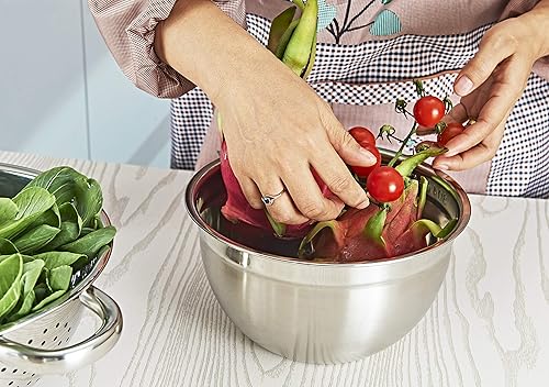 Miniatura 2 de vitasunhow Cuenco de acero inoxidable para hornear cocinar y almacenar alimentos, cuencos de metal para mezclar de 5 cuartos de galón