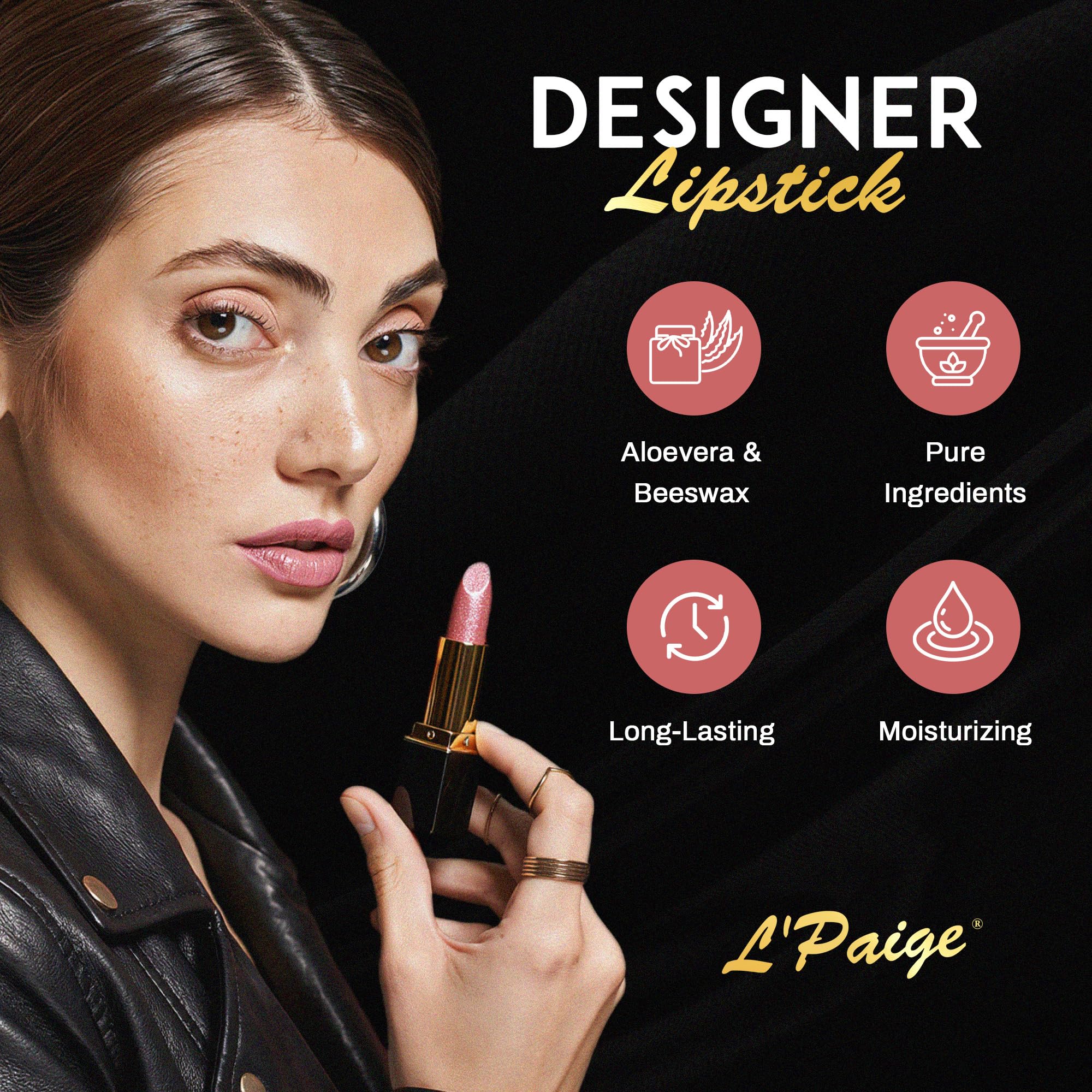 L 'paige Diseñador Lipstick L38 Champán, all-natural, Aloevera, duraderos Hidratante
