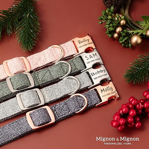 Miniatura 2 de Personalized Dog Collar, Custom Pet Name and Contact Info Engraved, Adjustable Cotton Collar for Small Dogs, Cats, and Puppies with Safety Buckle –