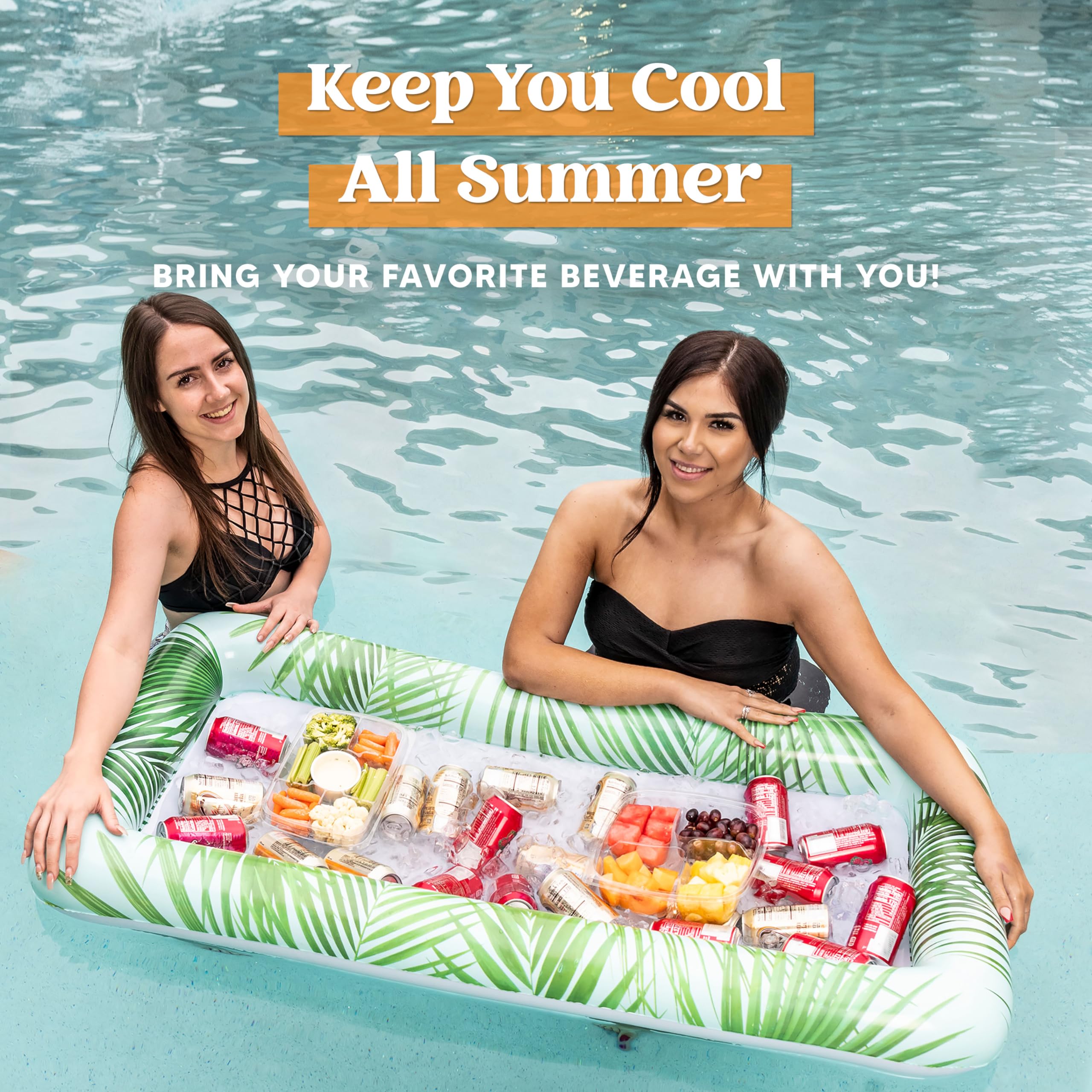SLOOSH Barres de Service gonflables avec Bouchon de vidange (2 Ensembles), glacière Gonflable pour Buffet de Glace, Plateaux de Service à Salade pour intérieur et extérieur,