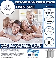 Vista 2 de Cobertor para colchón con cierre zipper, protección contra chinches y ácaros, hipoalergénico, Microfibra, Blanco, gemelo