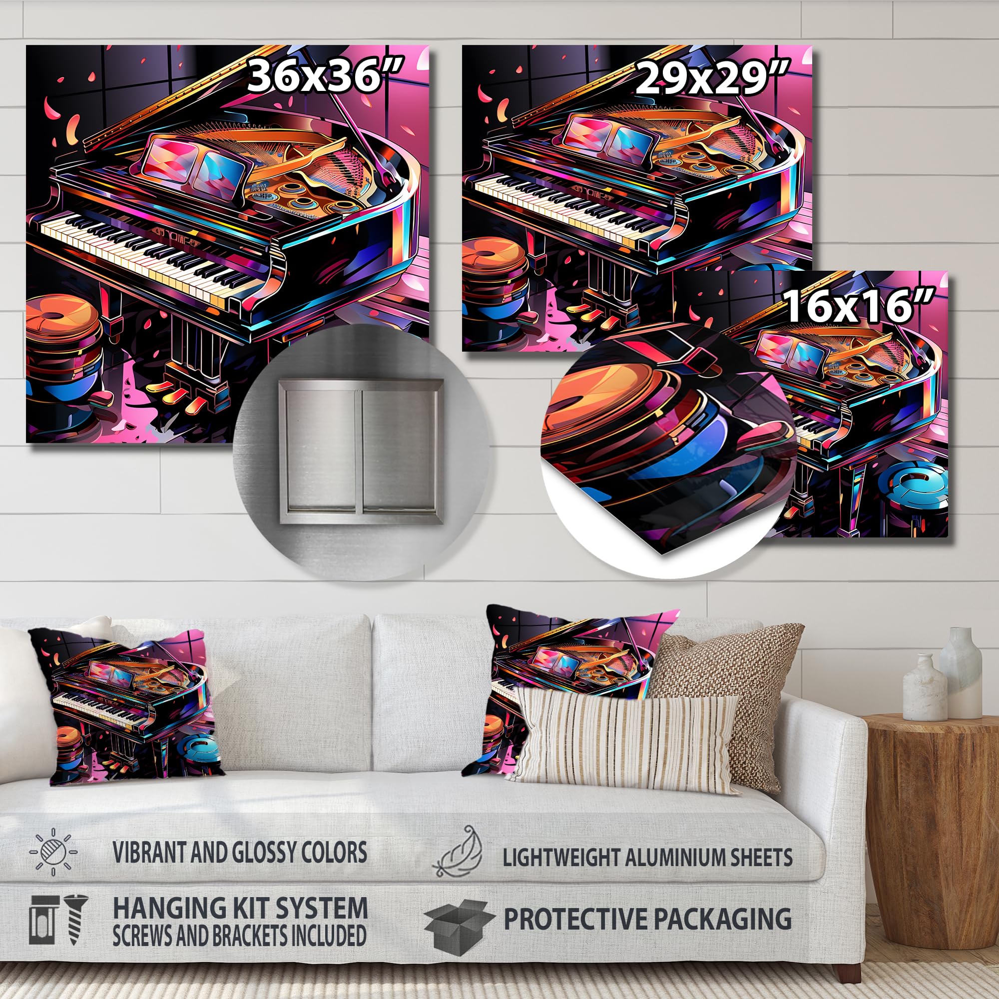 アート・デザイン・音楽 Painting size A4 (24 cm x 33 cm ) Amazon.com: DesignQ Digital Piano Melodies Shades of Purple