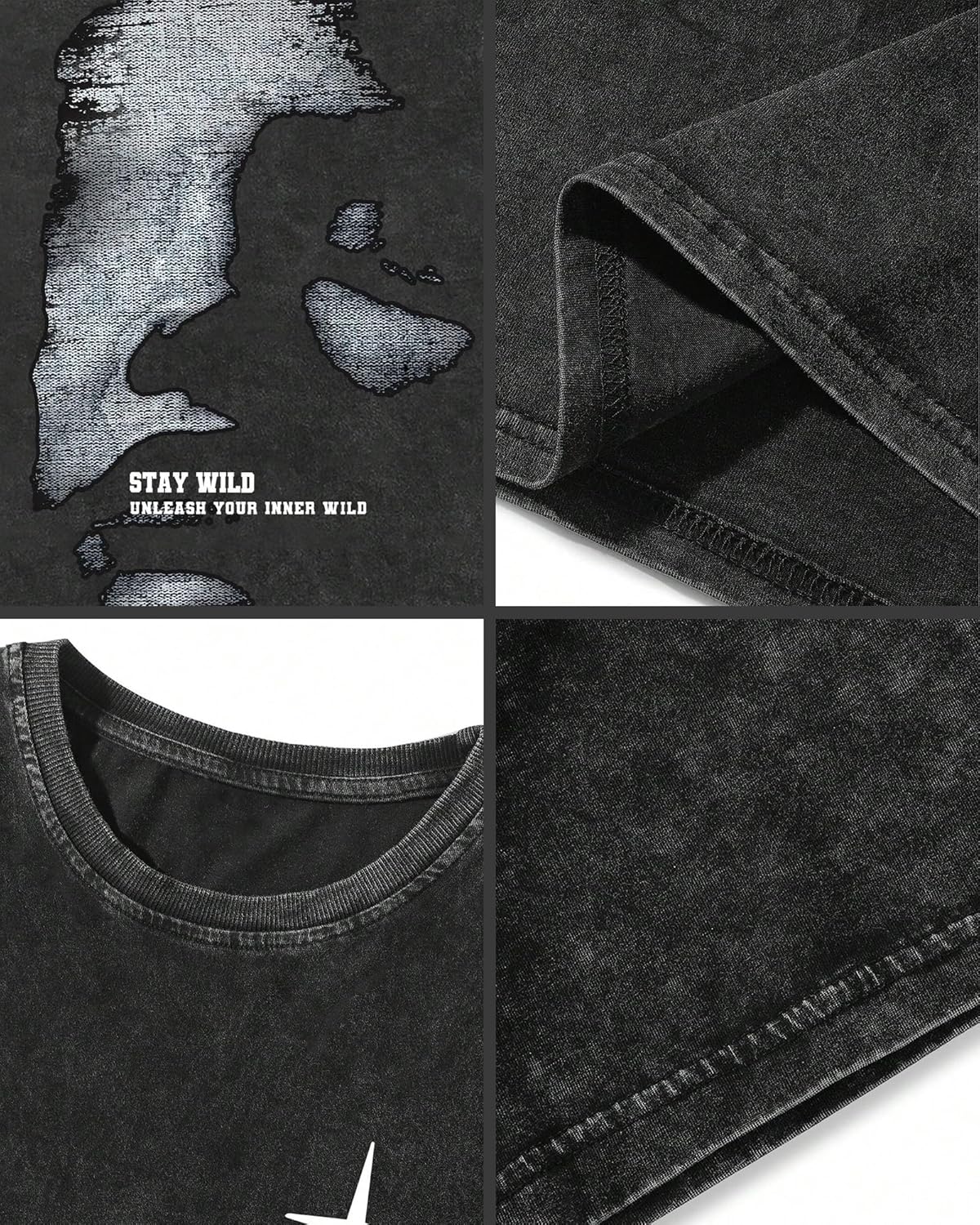 Men's Letter Graphic T Shirts Oversized Drop Shoulder Short Sleeve Vintage Streetwear Crew Neck Casual Tee Top - Image 5