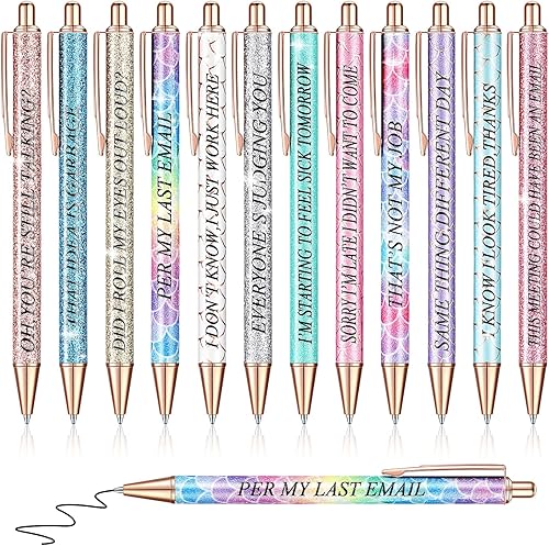 Miniatura 8 de Juego de 12 bolígrafos divertidos con palabras de juramento para adultos, juego de bolígrafos pasivos negativos novedosos, regalo creativo para