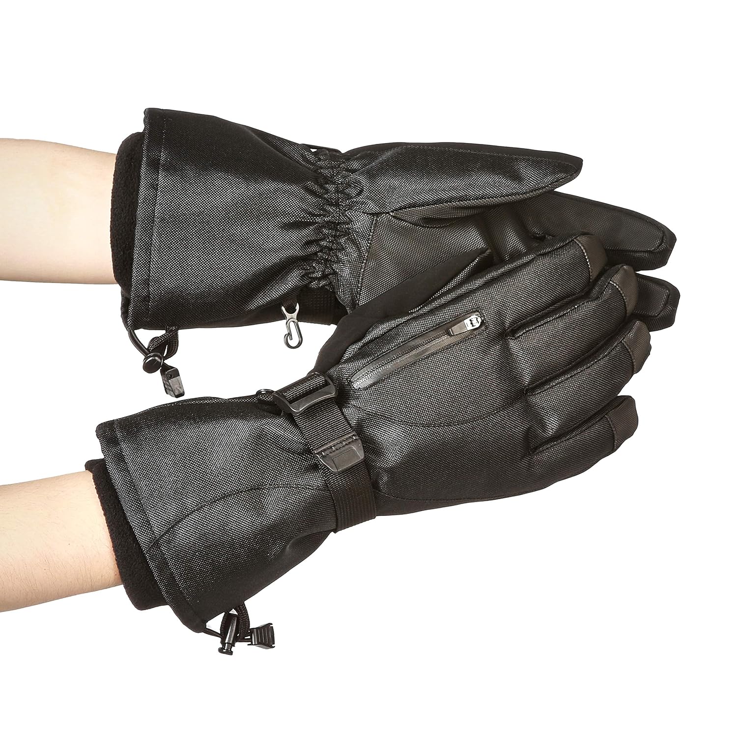 Amazon Basics Waterproof Snow Gloves, Black, L