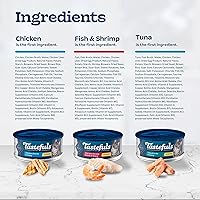 Vista 5 de Blue Buffalo Tastefuls - Paquete variado de alimento húmedo natural para gatos, atún, pollo y pescado y camarones en hojuelas en salsa, latas de 5.5