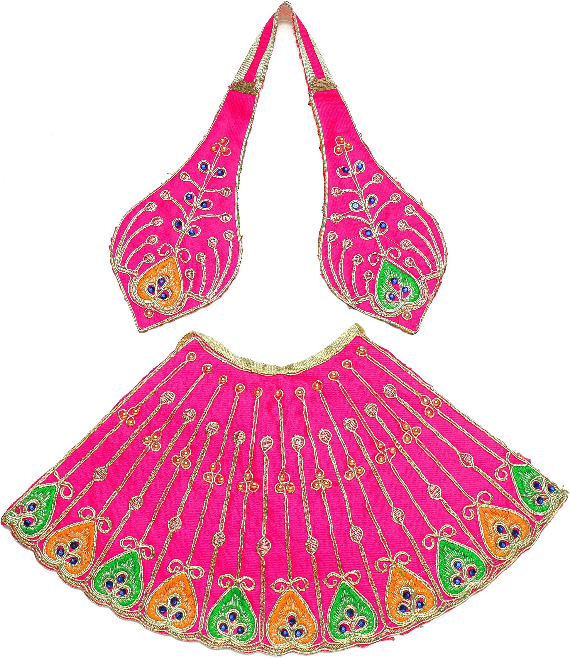 Aditri CreationDecorative Single Laxmi Durga Devi MATA Dress Navratri poshak vastra Indian Traditional Cloth lehanga Chunari Puja Item for Idol Statues (Size :-7") (Pink)
