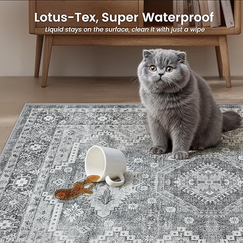 Miniatura 6 de Rugland Alfombras de área de 8 x 10, alfombra lavable resistente a las manchas, alfombras antideslizantes para sala de estar, alfombras tribales