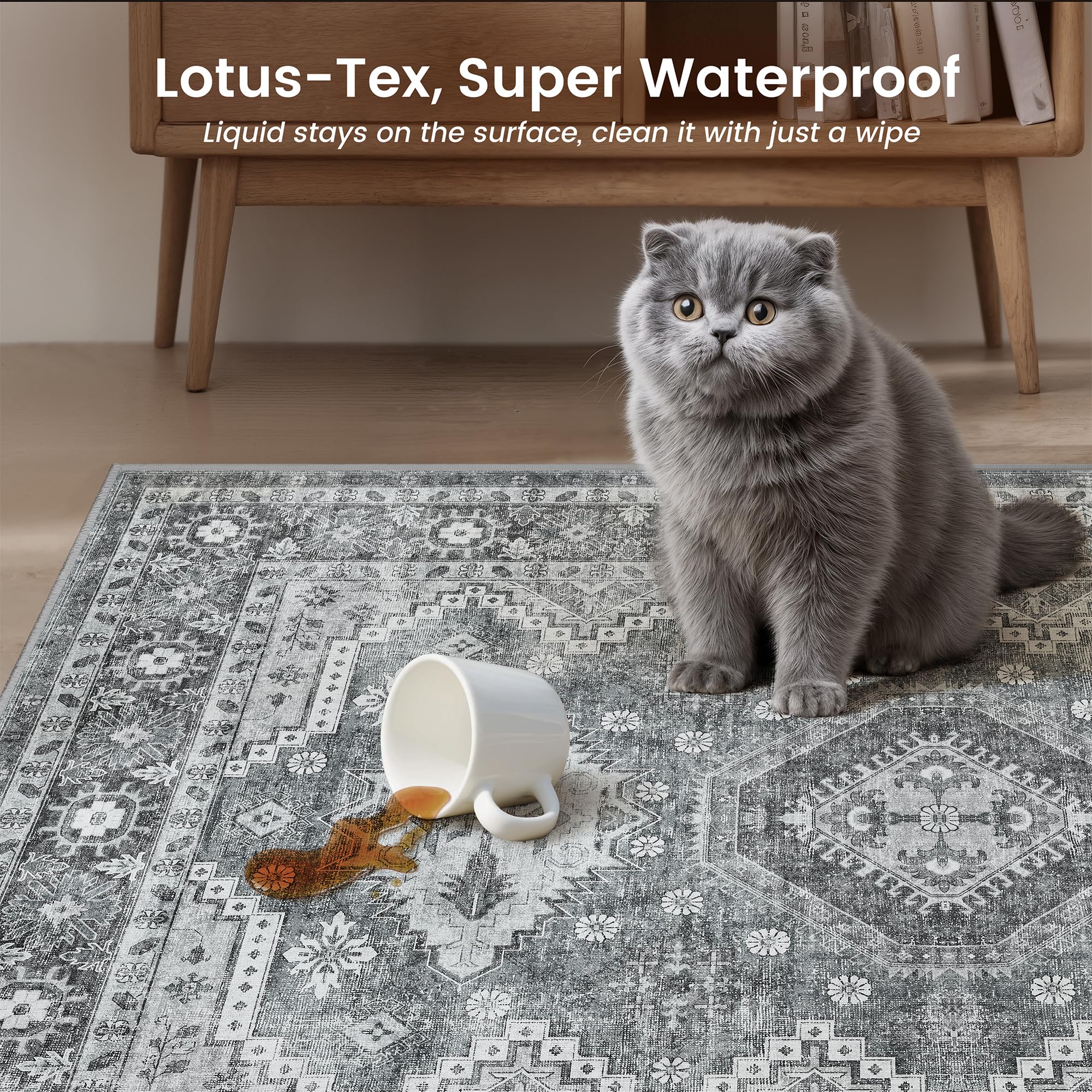 60×70 \"Chemical Formula” ViNTAGE RUG Nourison Karma Distressed Vintage Latte 7'10