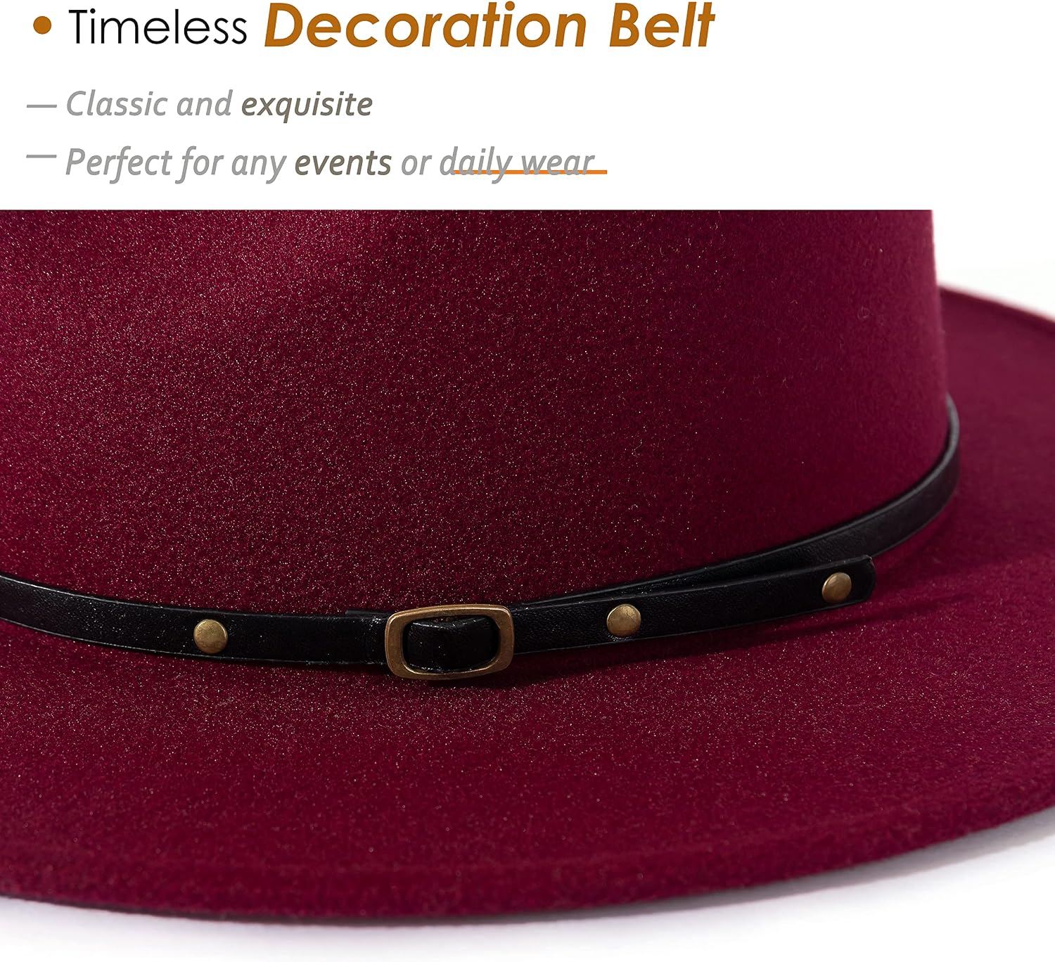 Lisianthus Women Belt Buckle Fedora Hat-Vintage Panama Hat, Adjustable Fit for Fall Fashion, Travel, Church & Outdoor Events