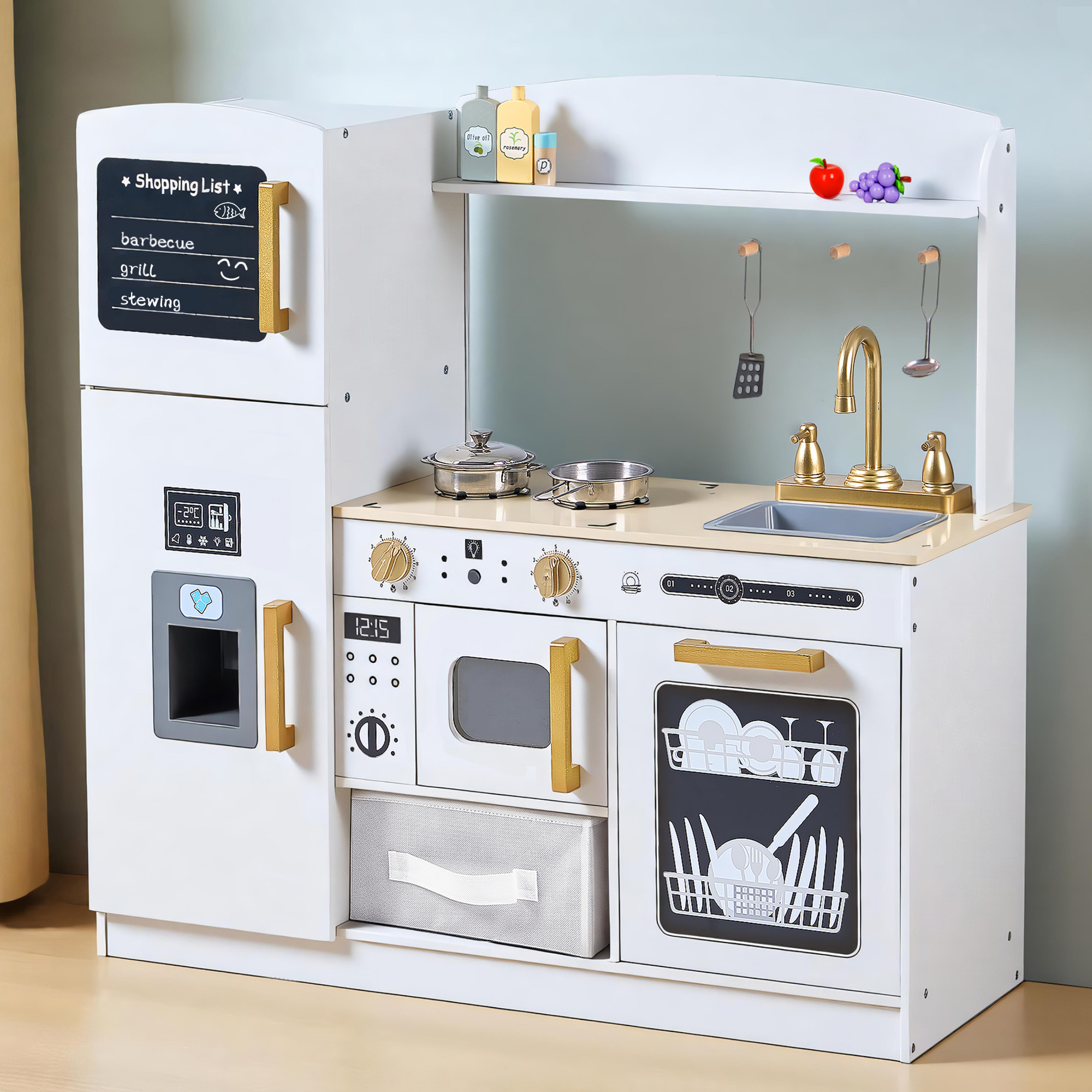 Amazon.com: Play Kitchen Set for Kids, Wooden Kids Kitchen Playset