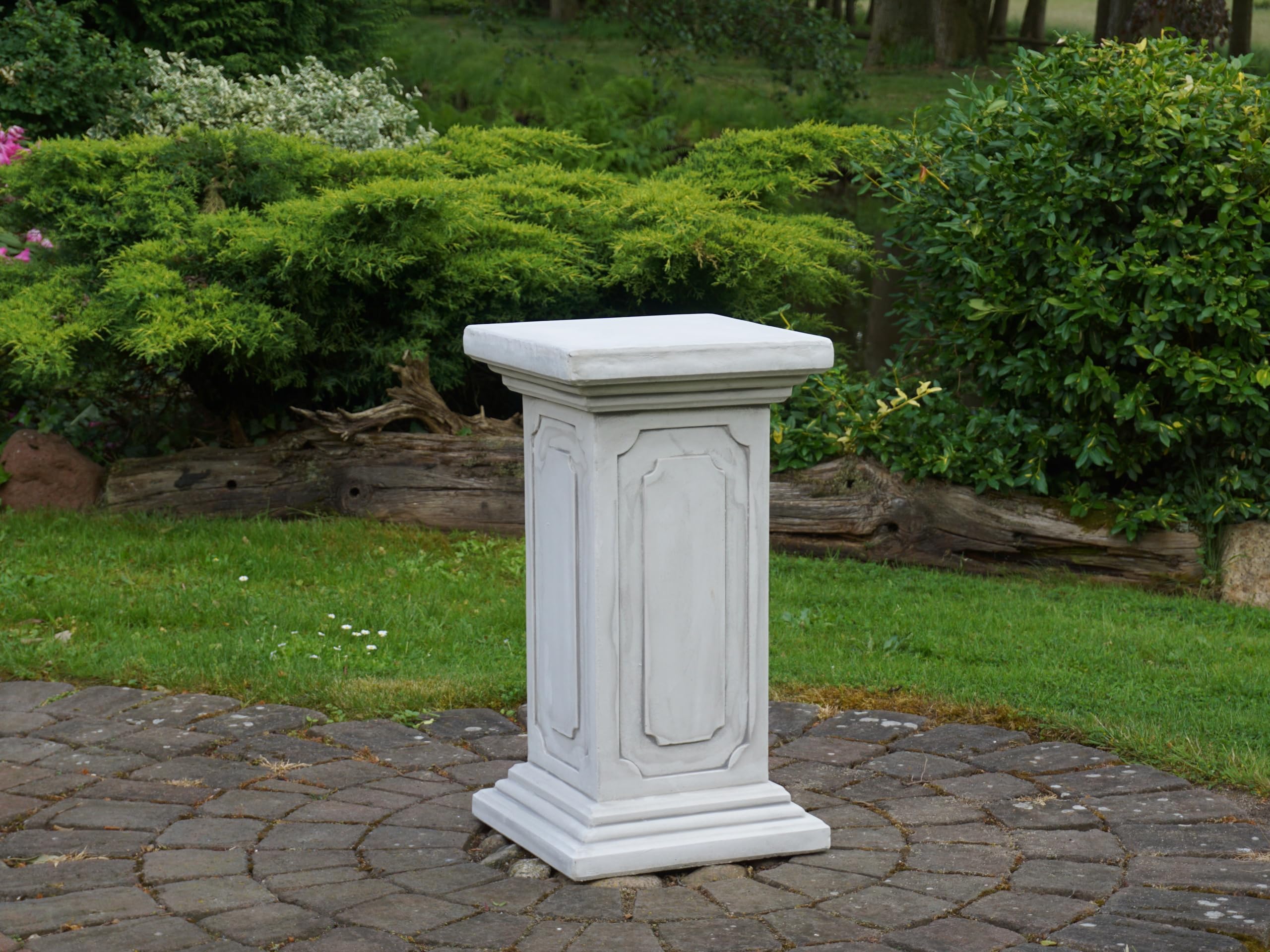gartendekoparadies.de Klassisches Podest, Steinsockel, H. 72 cm, Stellfläche 39 x 39 cm, 100 kg, Grau, frostsicher aus Steinguss für Außenbereich