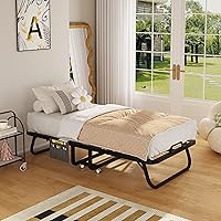 Vista 7 de Folding Bed with Mattress - Portable Foldable Roll Away Adults Bed for Guest, 5-Inch Thick Luxurious Memory Foam, Space Saving Fold Up Bed with Dust