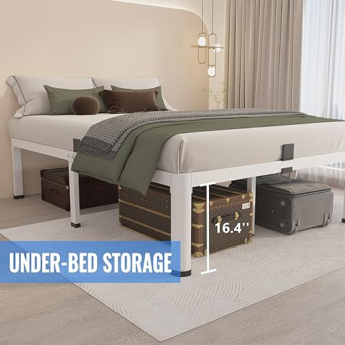 Miniatura 18 de MAF Marco de cama tamaño King de 18 pulgadas con patas de esquina redondas, tapón deslizante de colchón, no necesita somier, marcos de cama de