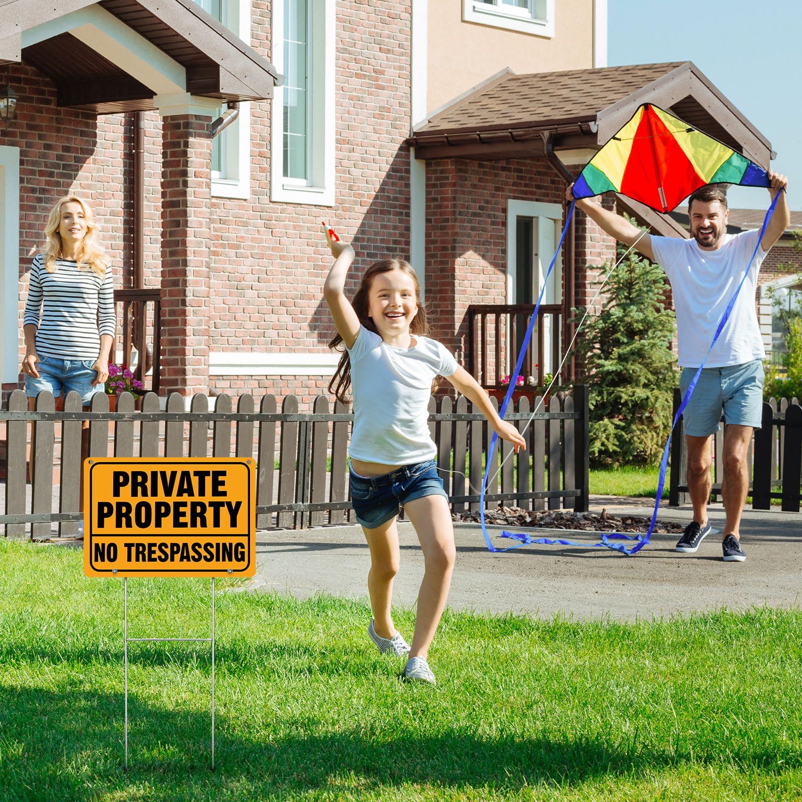 Zonon Lot de 6 panneaux en métal « No Trespassing » - 30,5 x 20,3 cm - Panneaux de propriété privée avec piquet en H réfléchissant en aluminium - Résistant aux intempéries - Pour extérieur - Facile à